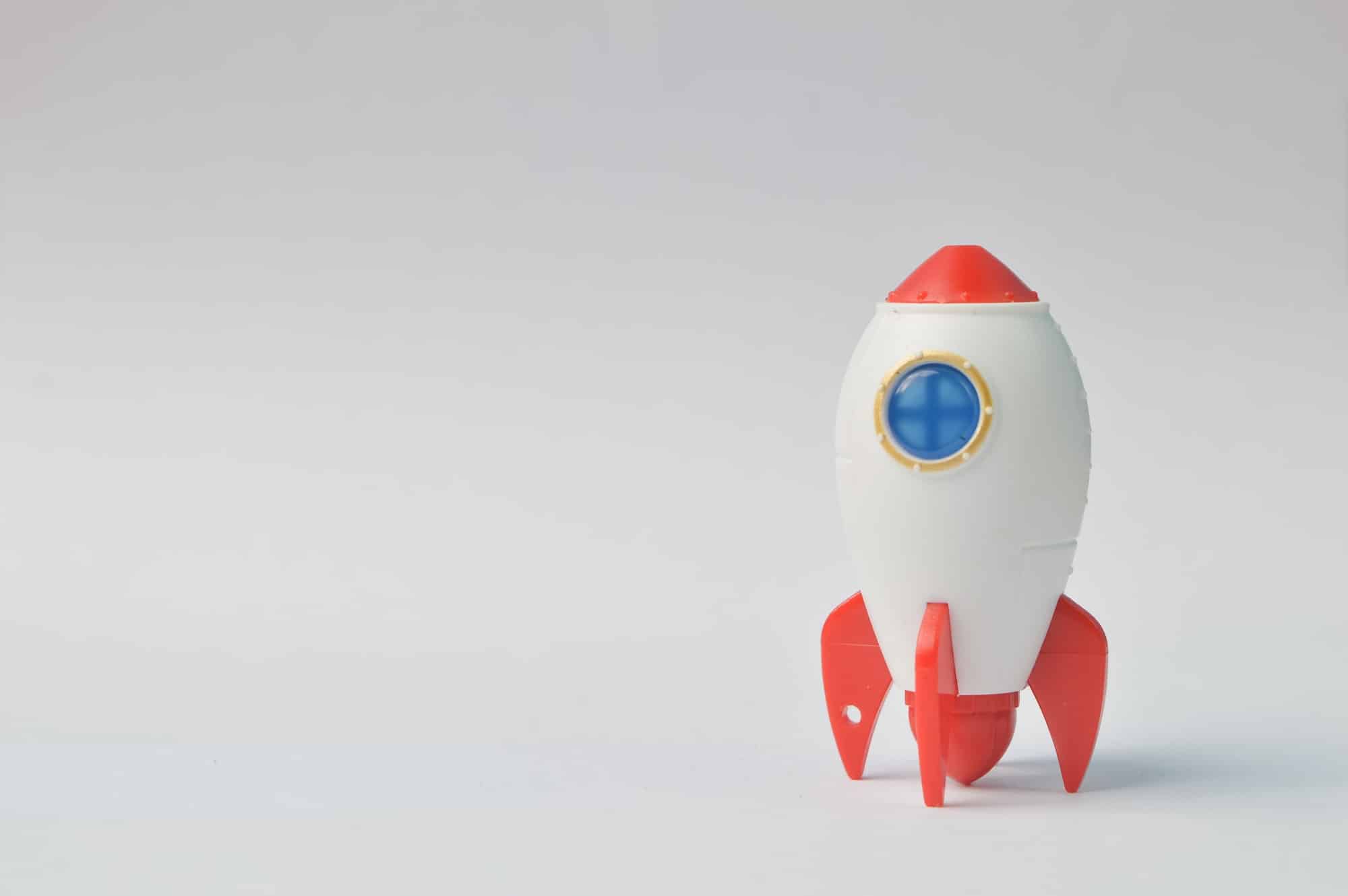 Toy rocket isolated on a white background